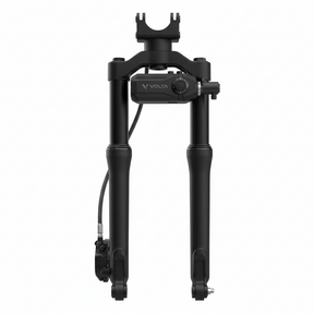 Ensemble de fourche avant (avec stabilisation de direction) BLK, vue principale de face, accessoire et composant d'origine compatible PURE pour véhicule de mobilité urbaine.
