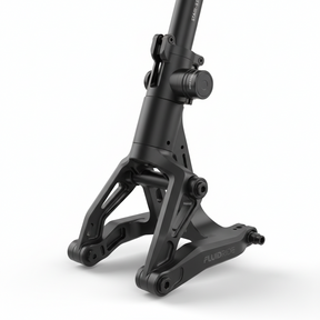 Ensemble de fourche avant avec stabilisation de direction - Noir, vue principale de face, accessoire et composant d'origine compatible PURE pour véhicule de mobilité urbaine.