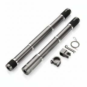 Ensemble de tige télescopique, vue principale de face, accessoire et composant d'origine compatible PURE pour véhicule de mobilité urbaine.