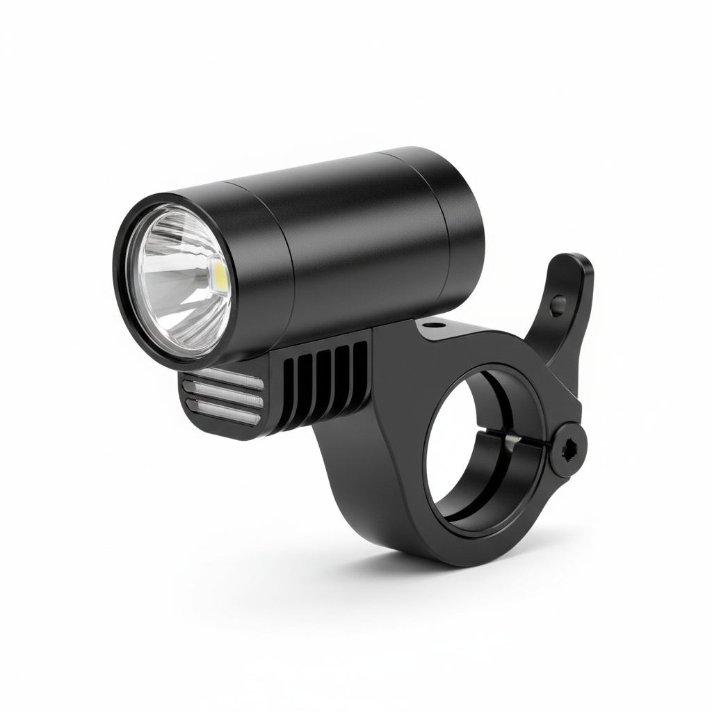 Ensemble feu avant (avec fixation), vue principale de face, accessoire et composant d'origine compatible PURE pour véhicule de mobilité urbaine.