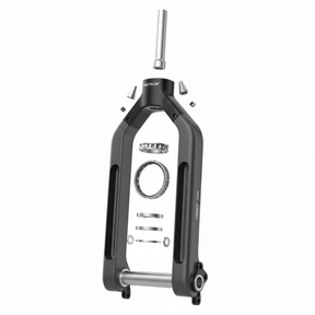 Ensemble fourche (sans stabilisation de direction), vue principale de face, accessoire et composant d'origine compatible PURE pour véhicule de mobilité urbaine.