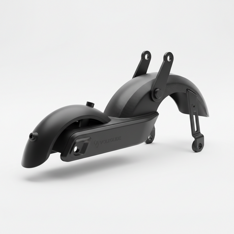 Ensemble garde-boue arrière, vue principale de face, accessoire et composant d'origine compatible PURE pour véhicule de mobilité urbaine.