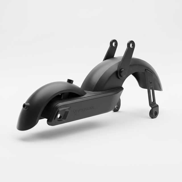 Ensemble garde-boue arrière, vue principale de face, accessoire et composant d'origine compatible PURE pour véhicule de mobilité urbaine.