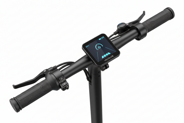 Ensemble guidon complet sans clignotants, vue principale de face, accessoire et composant d'origine compatible PURE pour véhicule de mobilité urbaine.