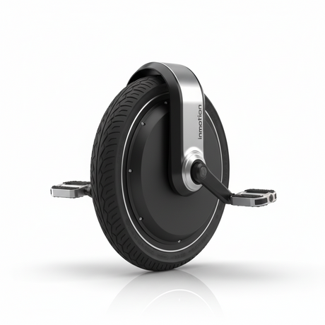Gyroroue électrique Inmotion V8 noire 16 pouces avec éclairage LED, moteur 800 W, idéale pour les déplacements urbains et l'apprentissage.