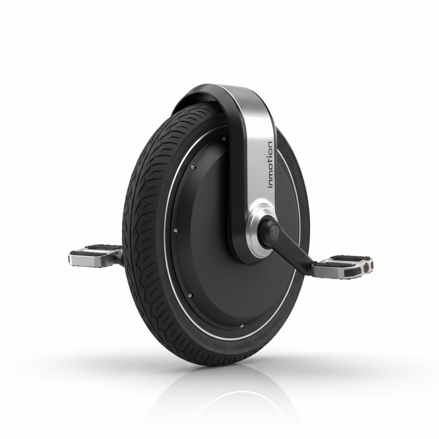 Gyroroue électrique Inmotion V8 noire 16 pouces avec éclairage LED, moteur 800 W, idéale pour les déplacements urbains et l'apprentissage.