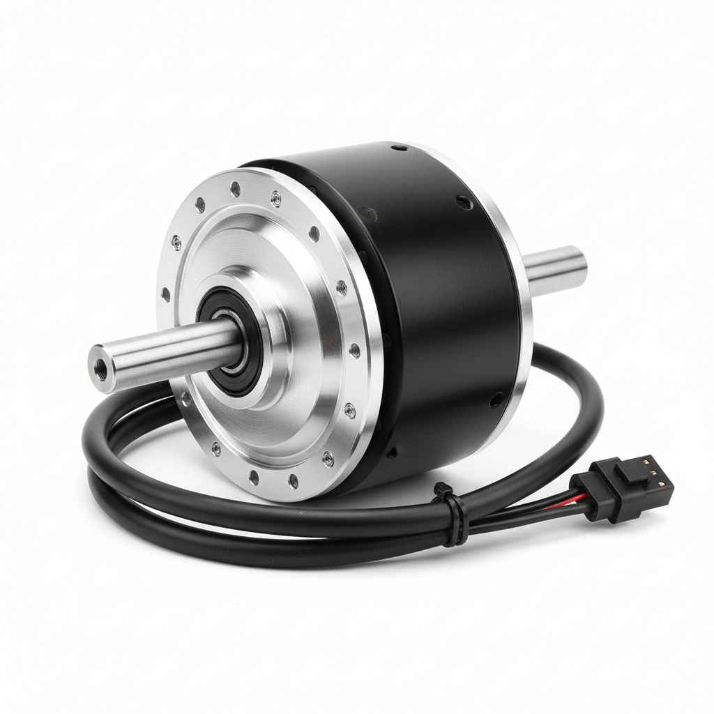 Moteur arrière 350 W et axe de pneu 14,9 mm x 109,4 mm câble 195 mm, vue principale de face, accessoire et composant d'origine compatible PURE pour véhicule de mobilité urbaine.