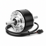 Moteur arrière 350 W et axe de pneu 14,9 mm x 109,4 mm câble 195 mm, vue principale de face, accessoire et composant d'origine compatible PURE pour véhicule de mobilité urbaine.