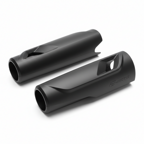 Paire de caches de fourche avant (noir), vue principale de face, accessoire et composant d'origine compatible PURE pour véhicule de mobilité urbaine.