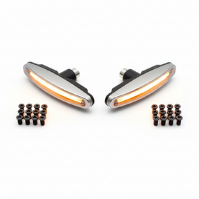 Paire de clignotants avant et vis sans tête, vue principale de face, accessoire et composant d'origine compatible PURE pour véhicule de mobilité urbaine.