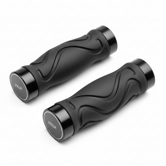 Paire de poignées de guidon 115 mm (embout inclus) - Noir, vue principale de face, accessoire et composant d'origine compatible PURE pour véhicule de mobilité urbaine.