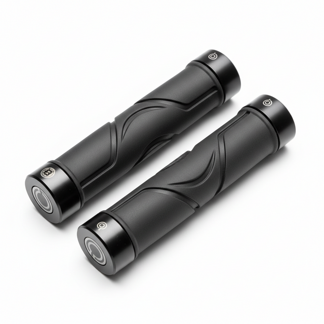 Paire de poignées de guidon 125 mm (embout inclus) - Noir, vue principale de face, accessoire et composant d'origine compatible PURE pour véhicule de mobilité urbaine.