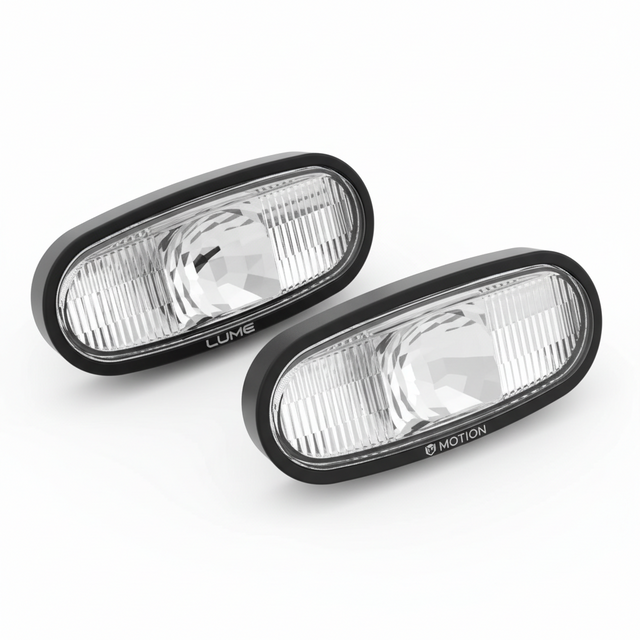 Paire de réflecteurs avant, vue principale de face, accessoire et composant d'origine compatible PURE pour véhicule de mobilité urbaine.