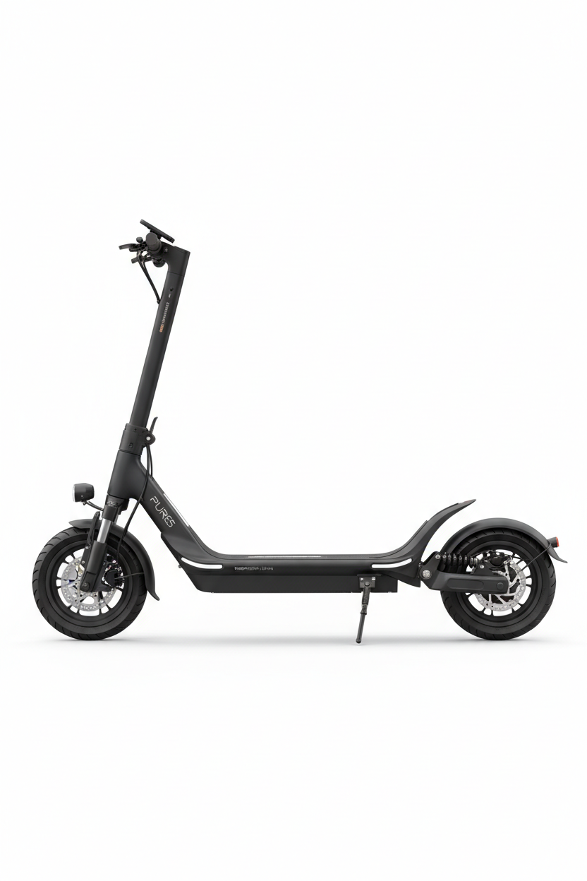 PURE Air5 Suspension Ultra Noir, vue principale de face, accessoire et composant d'origine compatible PURE pour véhicule de mobilité urbaine.