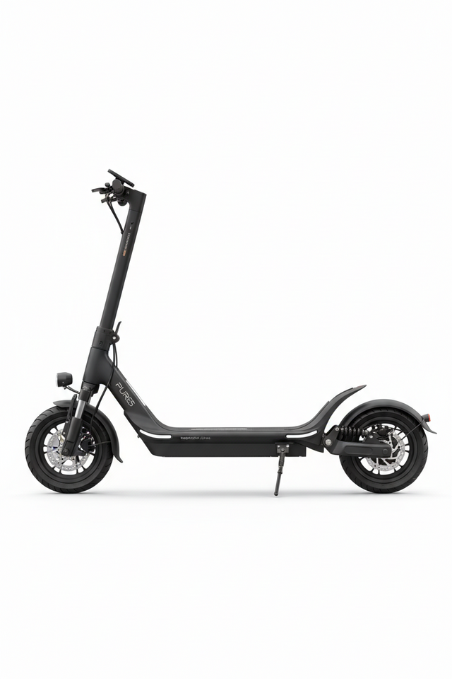 PURE Air5 Suspension Ultra Noir, vue principale de face, accessoire et composant d'origine compatible PURE pour véhicule de mobilité urbaine.