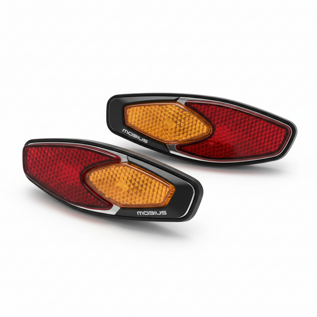 Réflecteur latéral arrière
(paire gauche et droite), vue principale de face, accessoire et composant d'origine compatible PURE pour véhicule de mobilité urbaine.