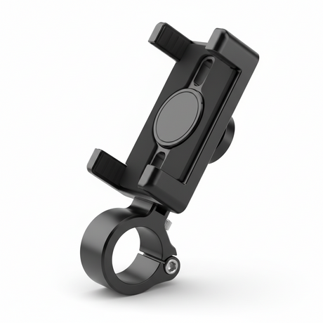 Support mobile pour vélo avec rotation à 360° permettant de fixer un smartphone sur le guidon avec un maintien sécurisé et une orientation réglable.